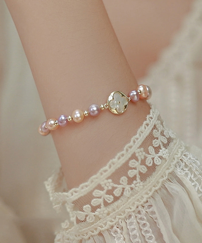 Rainbow Sterling Silver Alloy Pearl Beading Bracelet