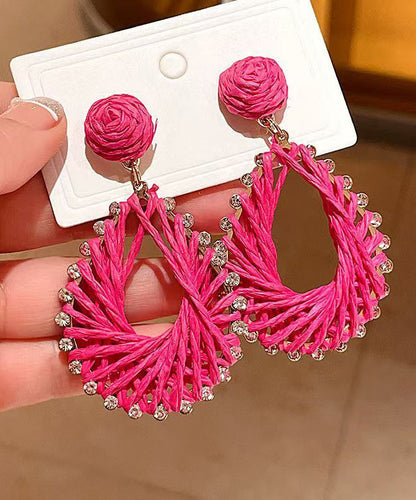 Rose Alloy Zircon Caoteng Drop Earrings
