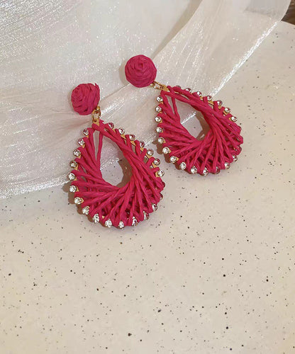 Rose Alloy Zircon Caoteng Drop Earrings