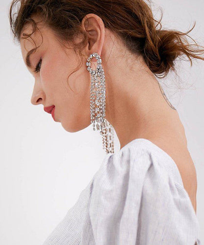 Sparkle Tasseled Cascade Zircon Drop Earrings