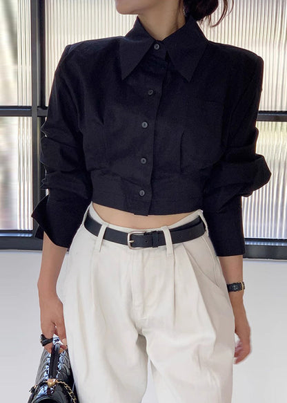 White Back Lace Up Cotton Shorts Blouses Spring Tz023
