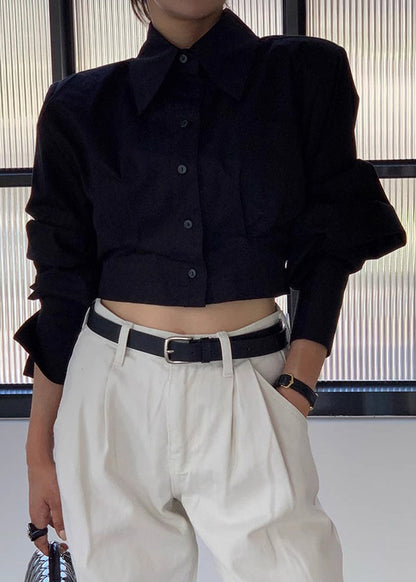 White Back Lace Up Cotton Shorts Blouses Spring Tz023