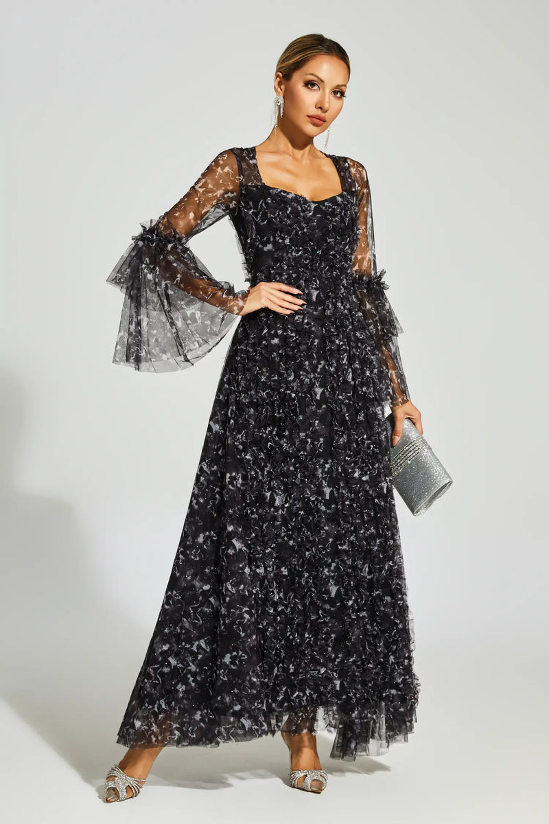 Becky Black Mesh Maxi Dress