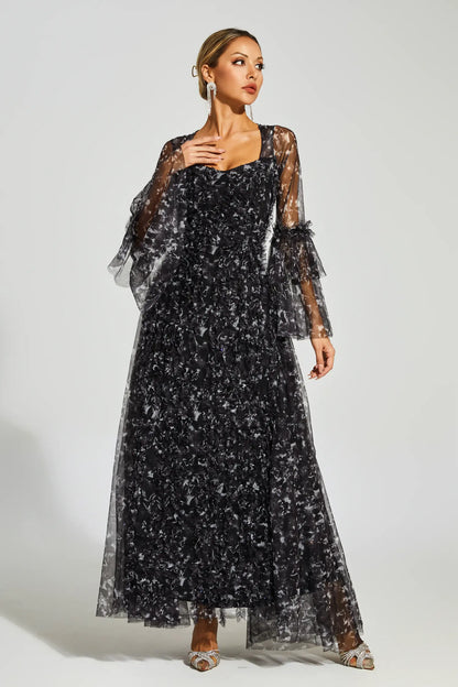 Becky Black Mesh Maxi Dress