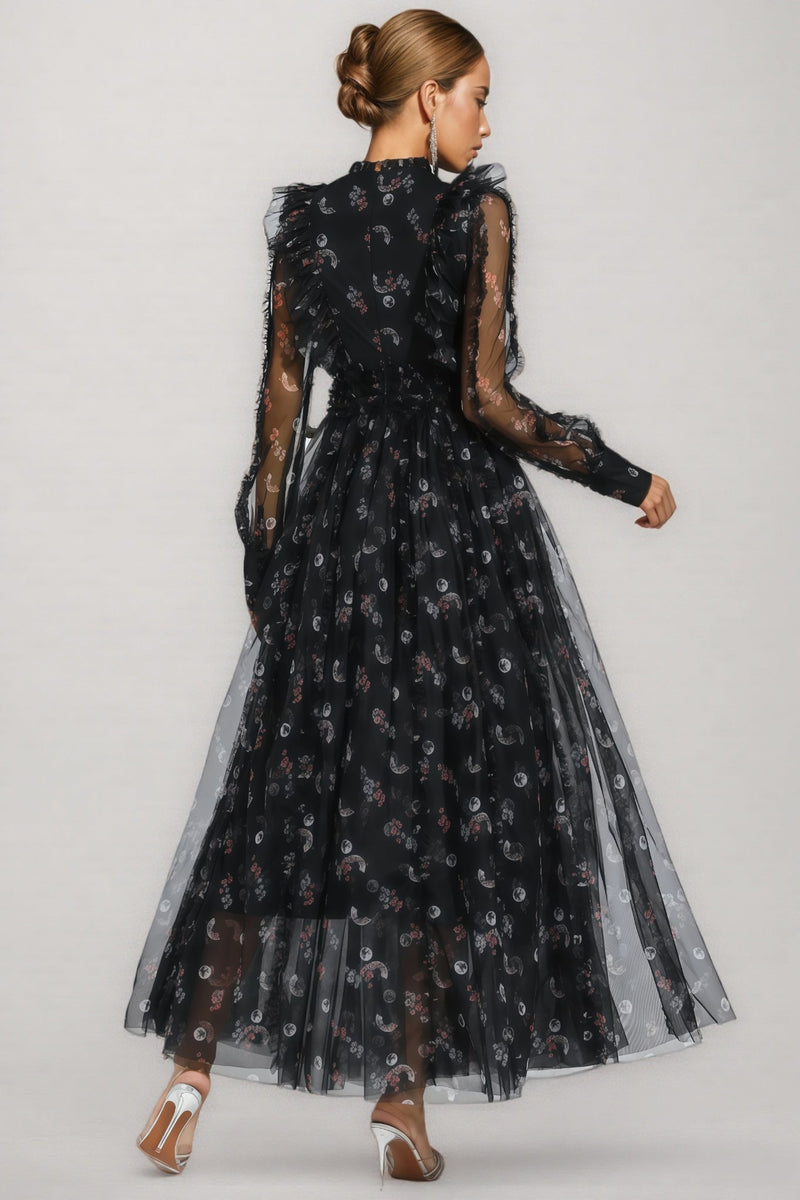 Cadence Black Long Sleeve Maxi Dress
