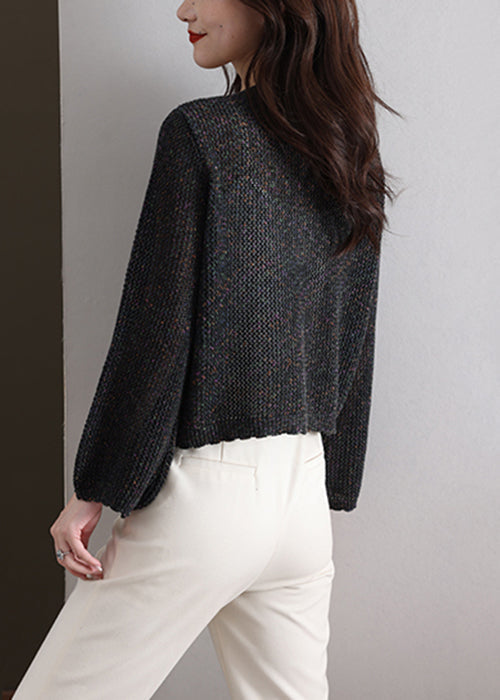 Black Button Cozy Knit Fall Cardigans O Neck Qs023