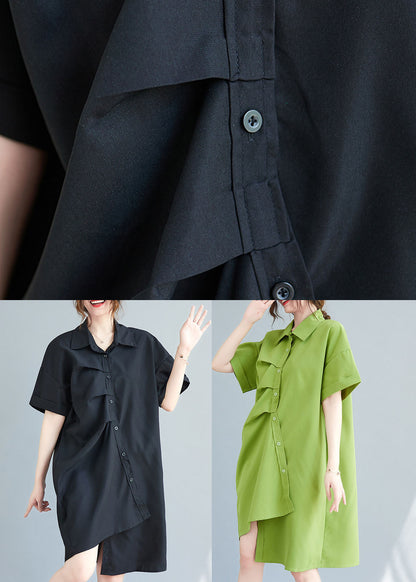 Loose Green Asymmetrical Design Cotton Maxi Dresses Summer Ly0671