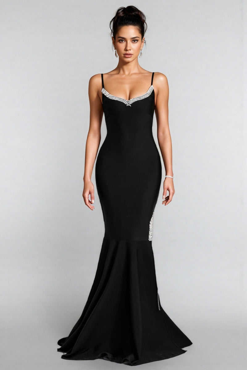 Cyrus Black Tassel Fringe Maxi Dress