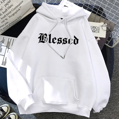 Blessed Creativity Printed Hoodies Street Style Hip Hop Hoody Autumn Loose Fleece Clothing Comfortable Pullover Sweatshirt
