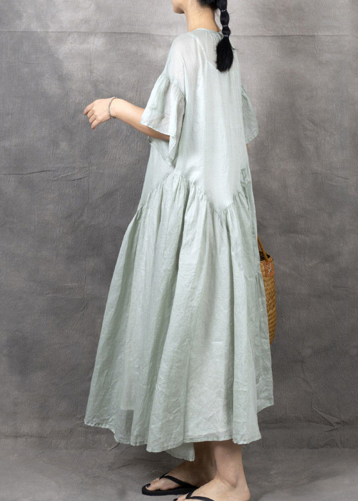 Black Wrinkled Patchwork Maxi Dress Short Sleeve Gh1043