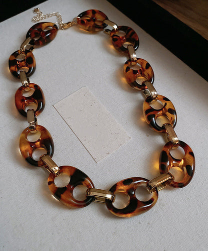 Collar Coffee Acrylic Hollow Necklace Alloy Out