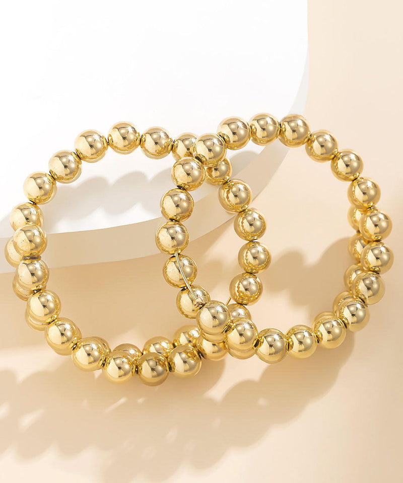 Gold Metal Alloy Ball Hoop Earrings