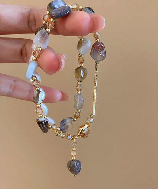 Multi Copper Overgild Pearl Crystal Charm Bracelet