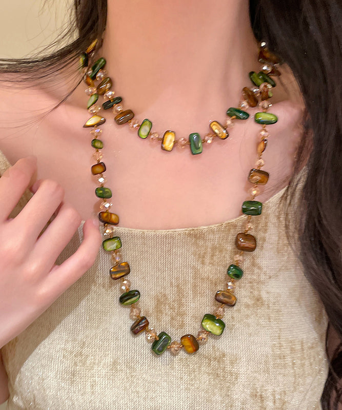 Rainbow Alloy Shell Beading Gratuated Bead Necklace