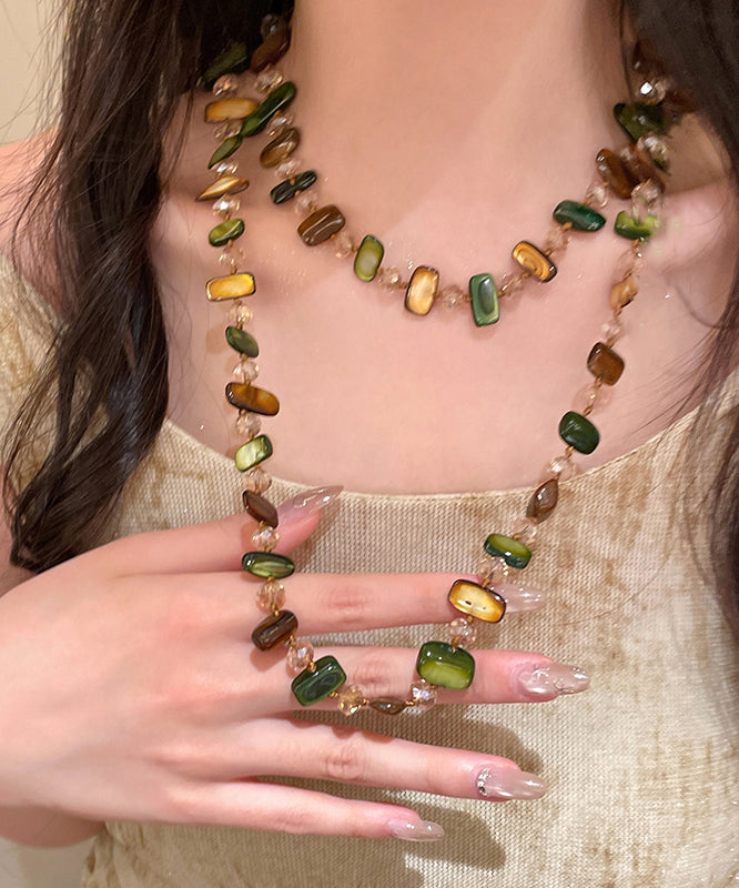 Rainbow Alloy Shell Beading Gratuated Bead Necklace