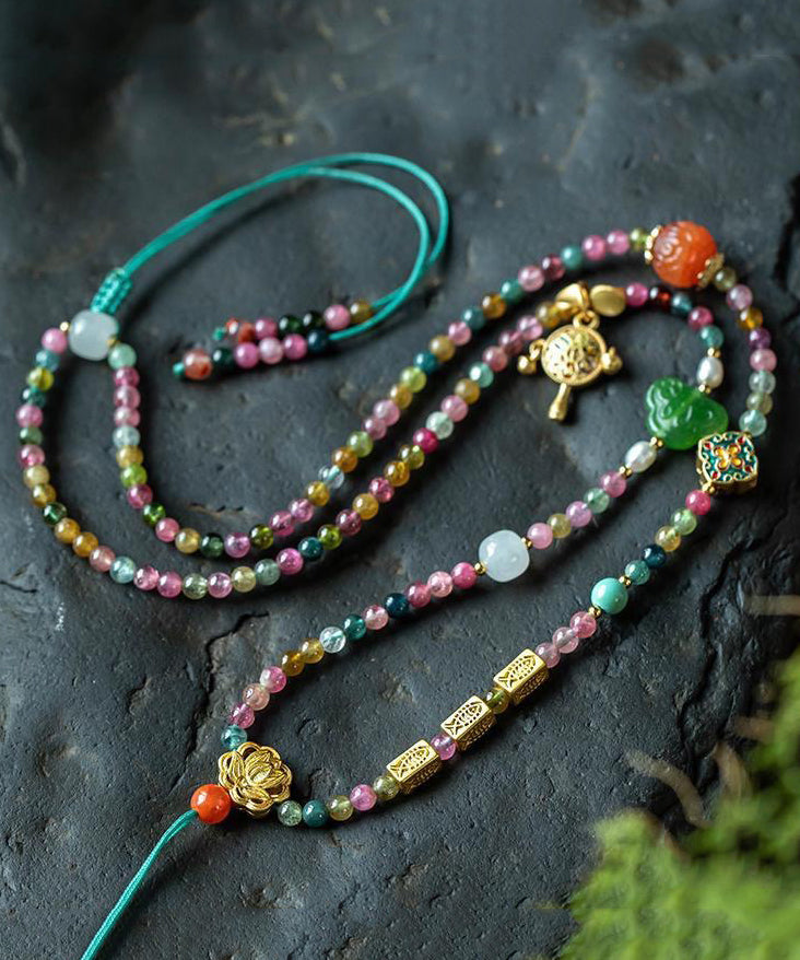 Rainbow Beading Sweater Tassel Gratuated Bead Necklace Kx1055