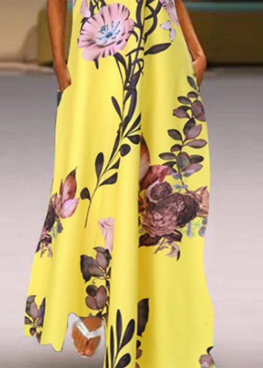 White V Neck Print Long Dresses Summer Lc0057