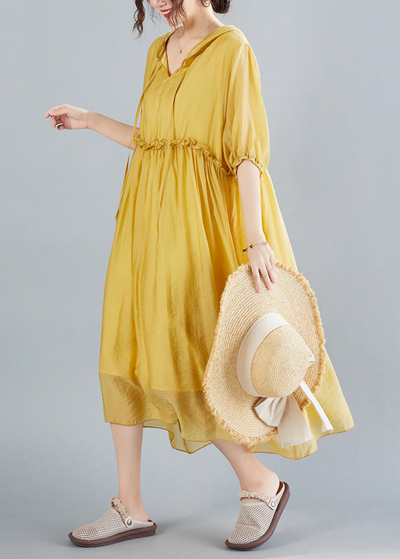 Yellow V Neck Patchwork Maxi Dress Summer Ac2091