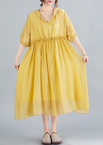 Yellow V Neck Patchwork Maxi Dress Summer Ly0667
