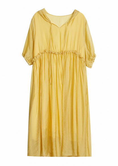 Yellow V Neck Patchwork Maxi Dress Summer Ac2091