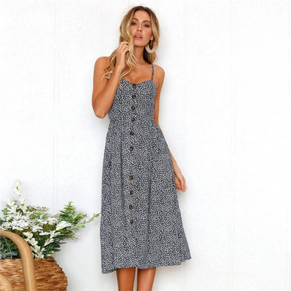 Suspender Small V-neck Tie Midi Dresses