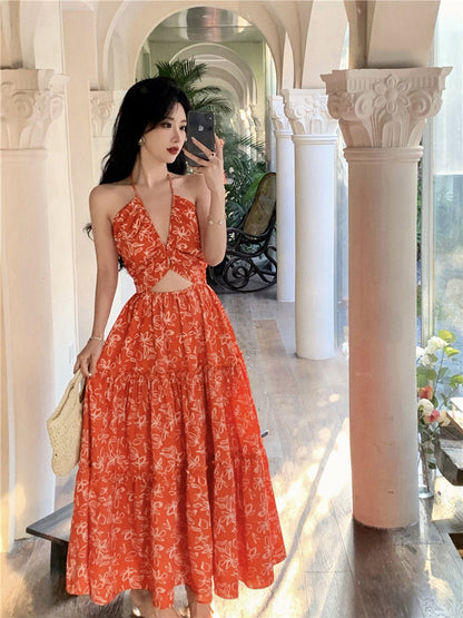 Halter Maxi Dress Exotic Vacation Look