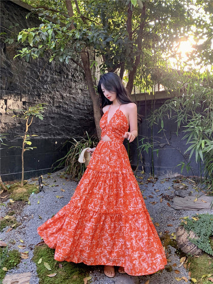 Halter Maxi Dress Exotic Vacation Look