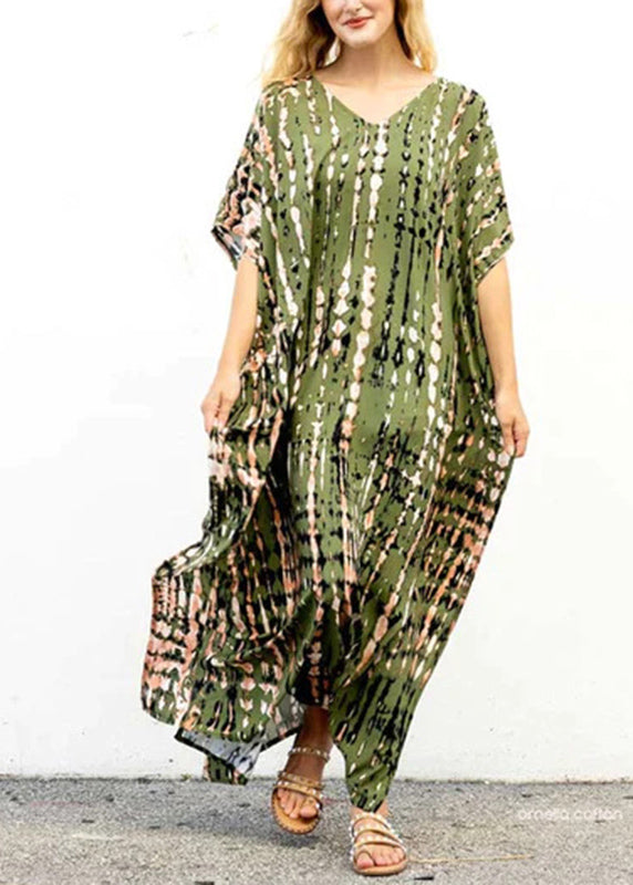 Black O-neck Striped Side Open Maxi Dresses Short Sleeve Vb1035