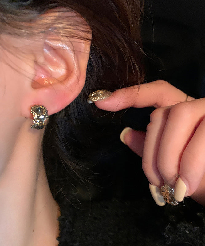 Black Sterling Silver Zircon Stud Earrings