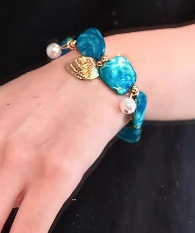 Blue Alloy Asymmetrical Shell Holiday Charm Bracelet