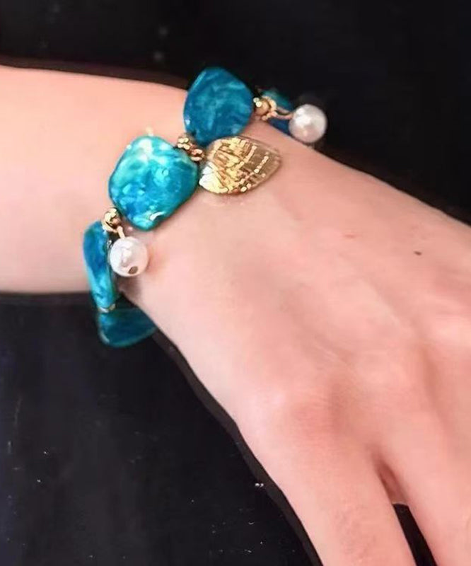 Blue Alloy Asymmetrical Shell Holiday Charm Bracelet