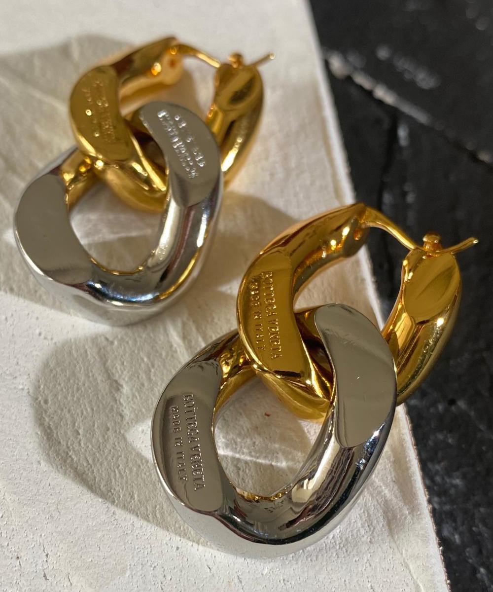 Colorblock Metal Overgild Patchwork Hoop Earrings