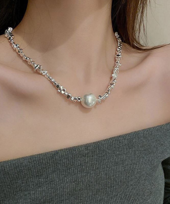 Copper Asymmetricar Geometric Pearl Necklace