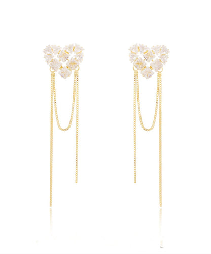 Copper Overgild Zircon Love Tassel Drop Earrings