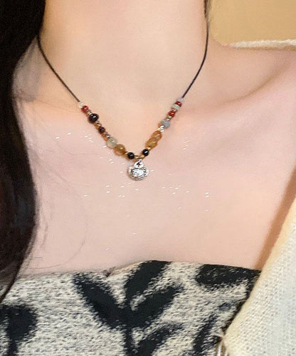 Copper Pearl Agate Pendant Necklace