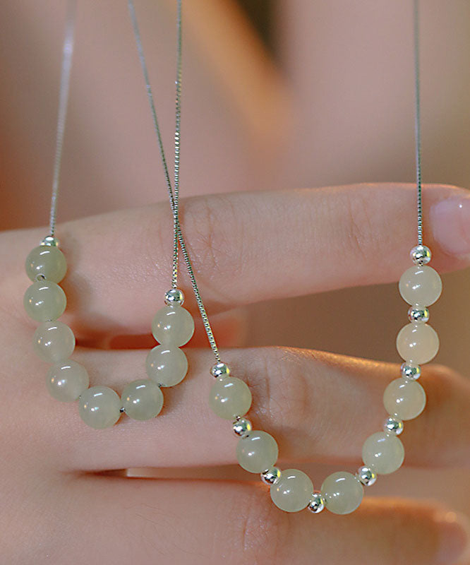 Cyan Jade Gratuated Bead Necklace