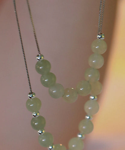 Cyan Jade Gratuated Bead Necklace