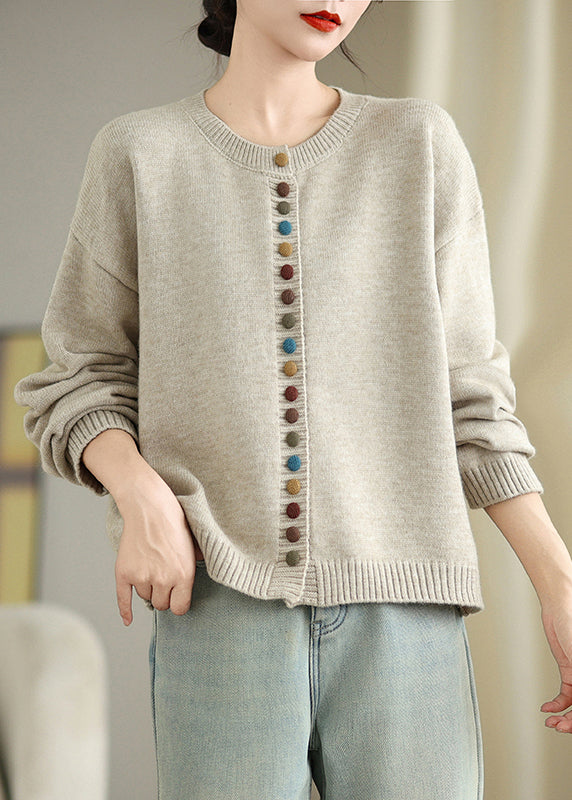 Dull Grey Colorful Buttons Knit Cardigans Spring Tm020