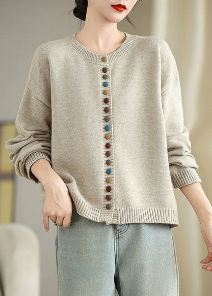 Dull Grey Colorful Buttons Knit Cardigans Spring Tm020