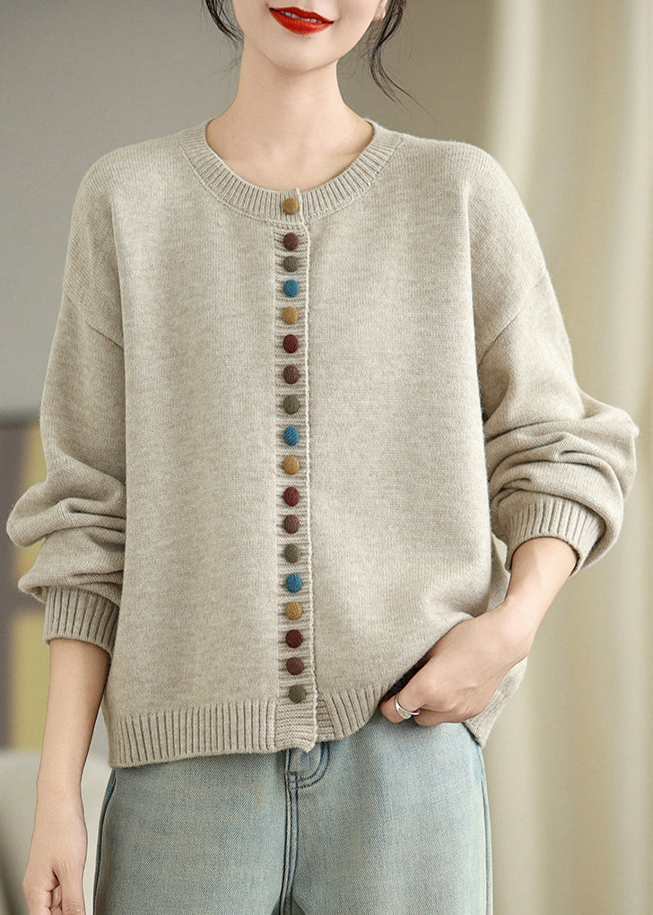 Dull Grey Colorful Buttons Knit Cardigans Spring Tm020