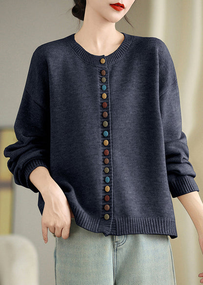 Dull Grey Colorful Buttons Knit Cardigans Spring Tm020