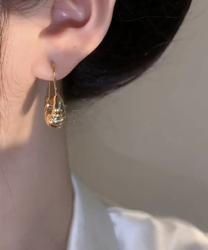 Gold Copper Overgild Croissant Hoop Earrings