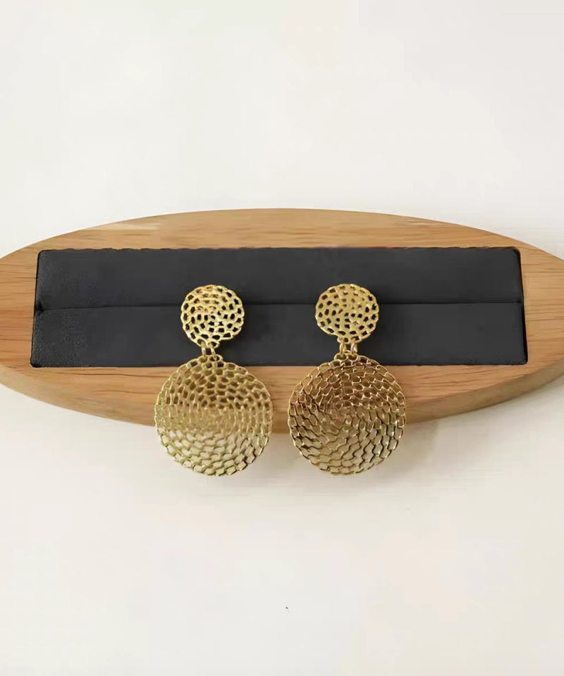 Gold Copper Overgild Hollow Out Hoop Earrings
