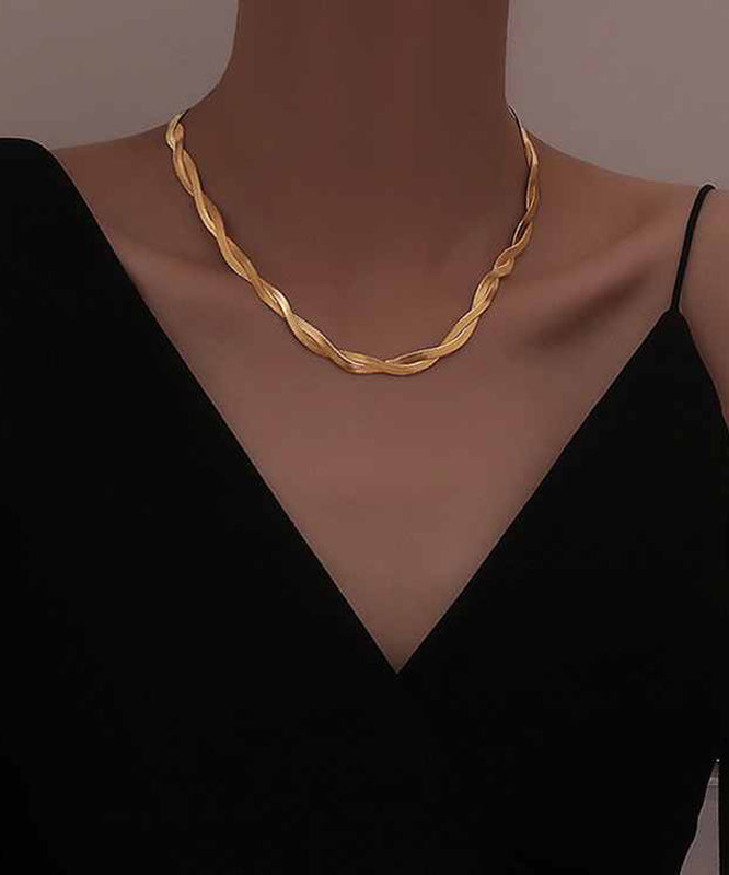 Gold Stainless Steel Alloy Double Layer Necklace