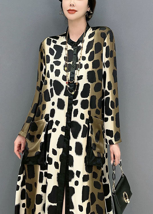 Oversized Leopard Print Silk Long Dress Spring Ly1598