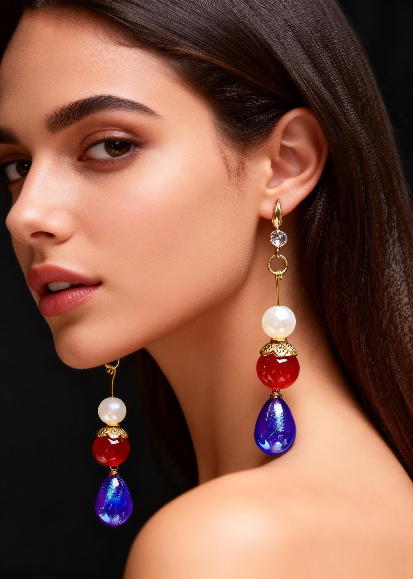 Peacock Blue Droplet Shape Acrylic Drop Earrings