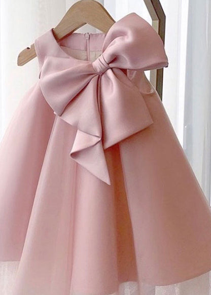 Pink Bow Patchwork Tulle Maxi Dress Summer Ys028