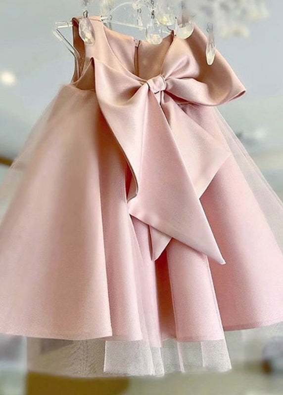 Pink Bow Patchwork Tulle Maxi Dress Summer Ys028