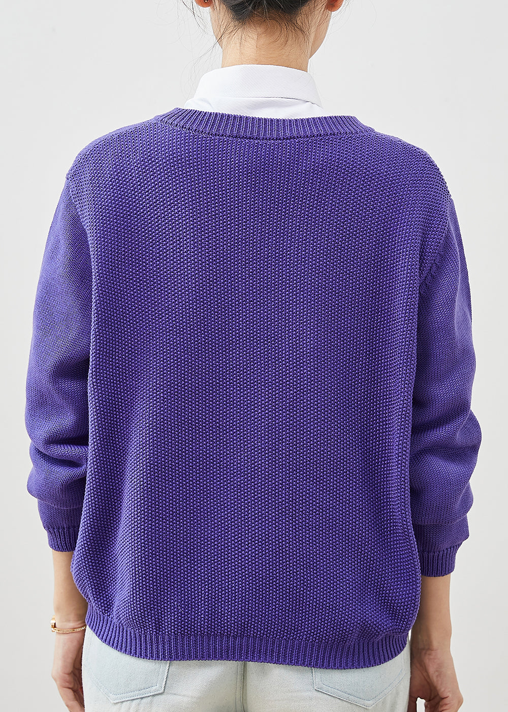 Purple Embroidered Knit Cardigans Spring Yu1041