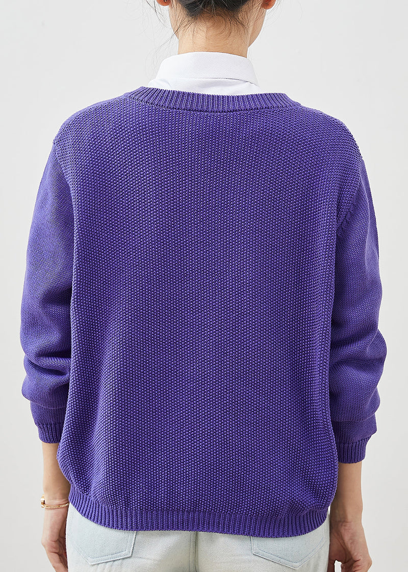 Purple Embroidered Knit Cardigans Spring Yu1041